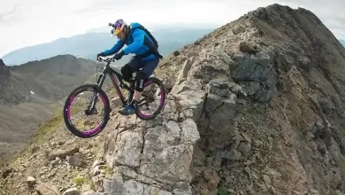 ویدیو دیوانه‌وار دوچرخه سواری روی صخره‌های کوهستان